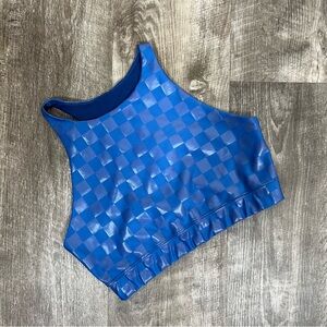 Peloton Blue Checkered Sports Bra